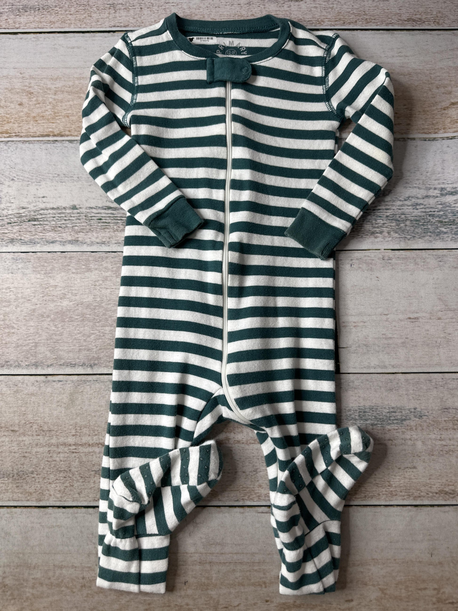 Primary Unisex Forest Green | White Pajamas Size: 12-18 months Forest Green | White