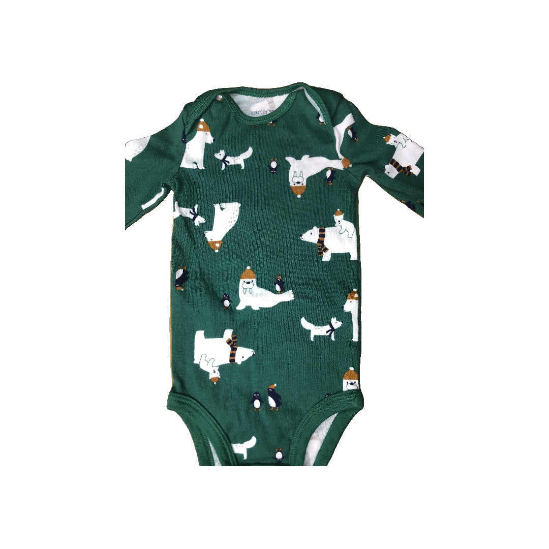 Carters Girls Forest Green | White Onesie Size: 9 months Forest Green | White