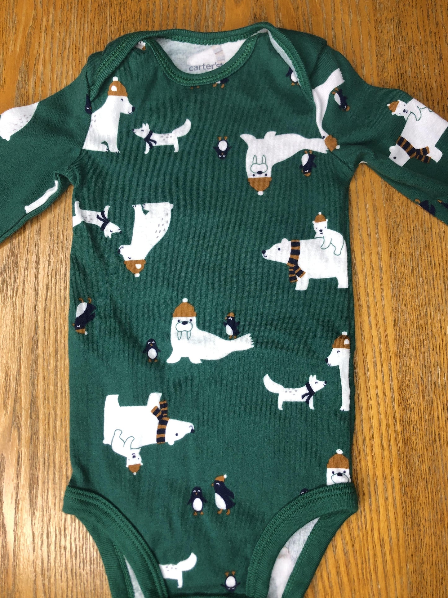 Carters Girls Forest Green | White Onesie Size: 9 months Forest Green | White