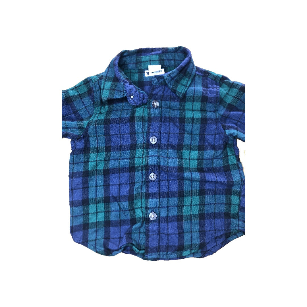 Old Navy Boys Forest Green Button Down Short Sleeve Size: 3-6 months Forest Green