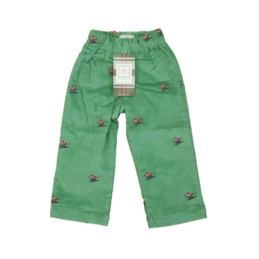 Classic Prep Boys Frosty Spruce with Skier Embroidery Corduroy Pants Size: 12-24 Months Frosty Spruce with Skier Embroidery