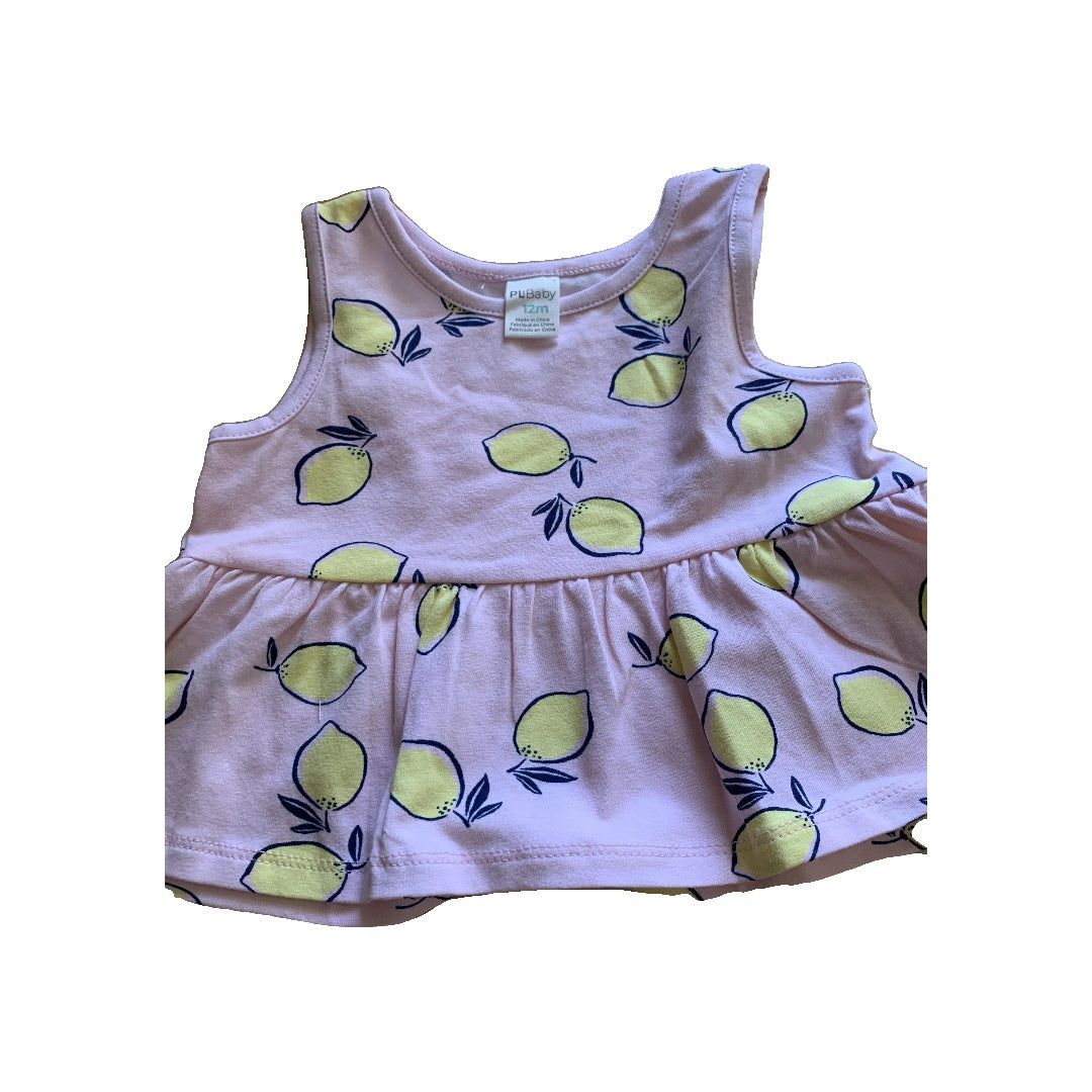 PL Baby Girls Fruit | pink Button Down Short Sleeve Size: 12M Fruit | pink