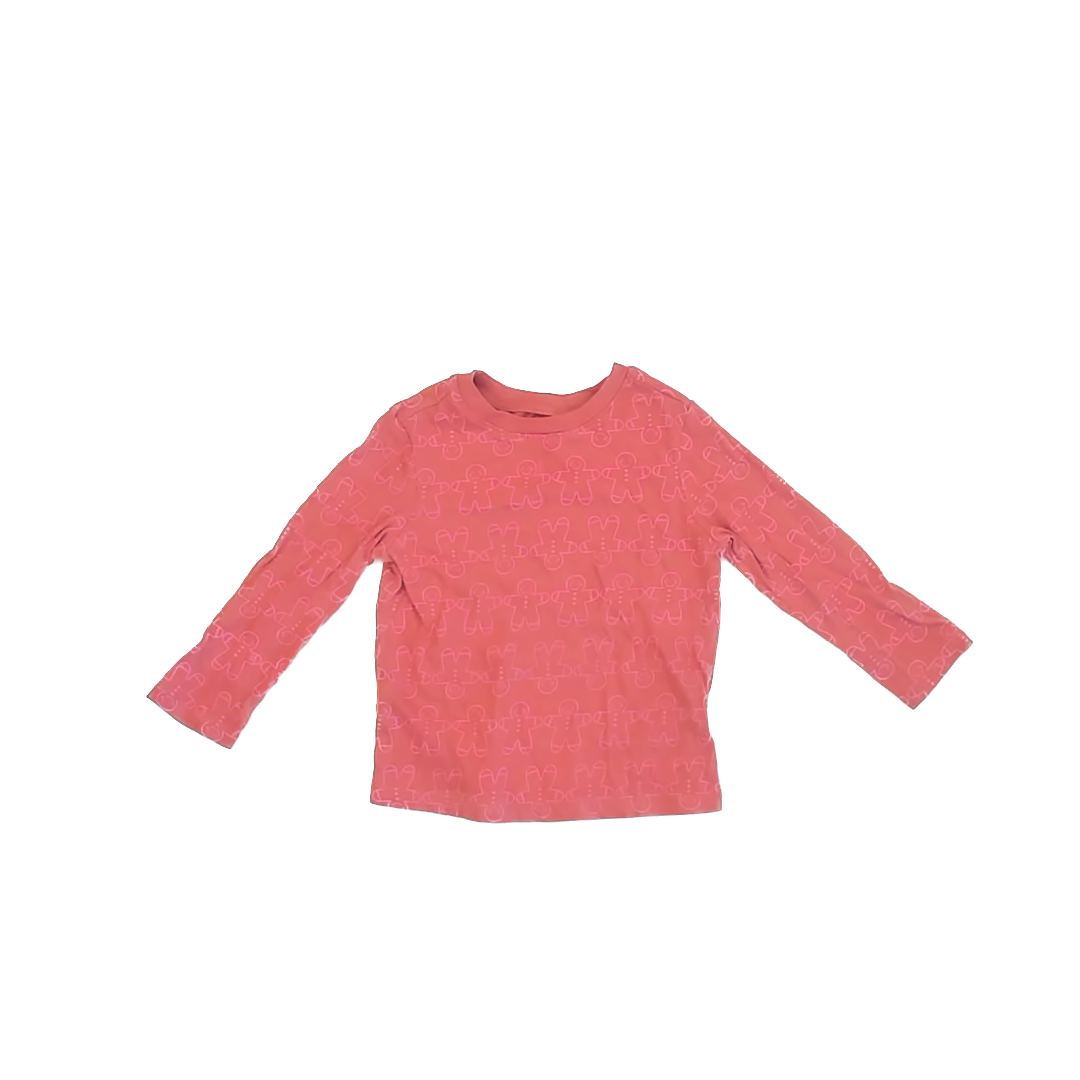 Old Navy Girls Gingerbread | Pink Long Sleeve T-Shirt Size: 2T Gingerbread | Pink