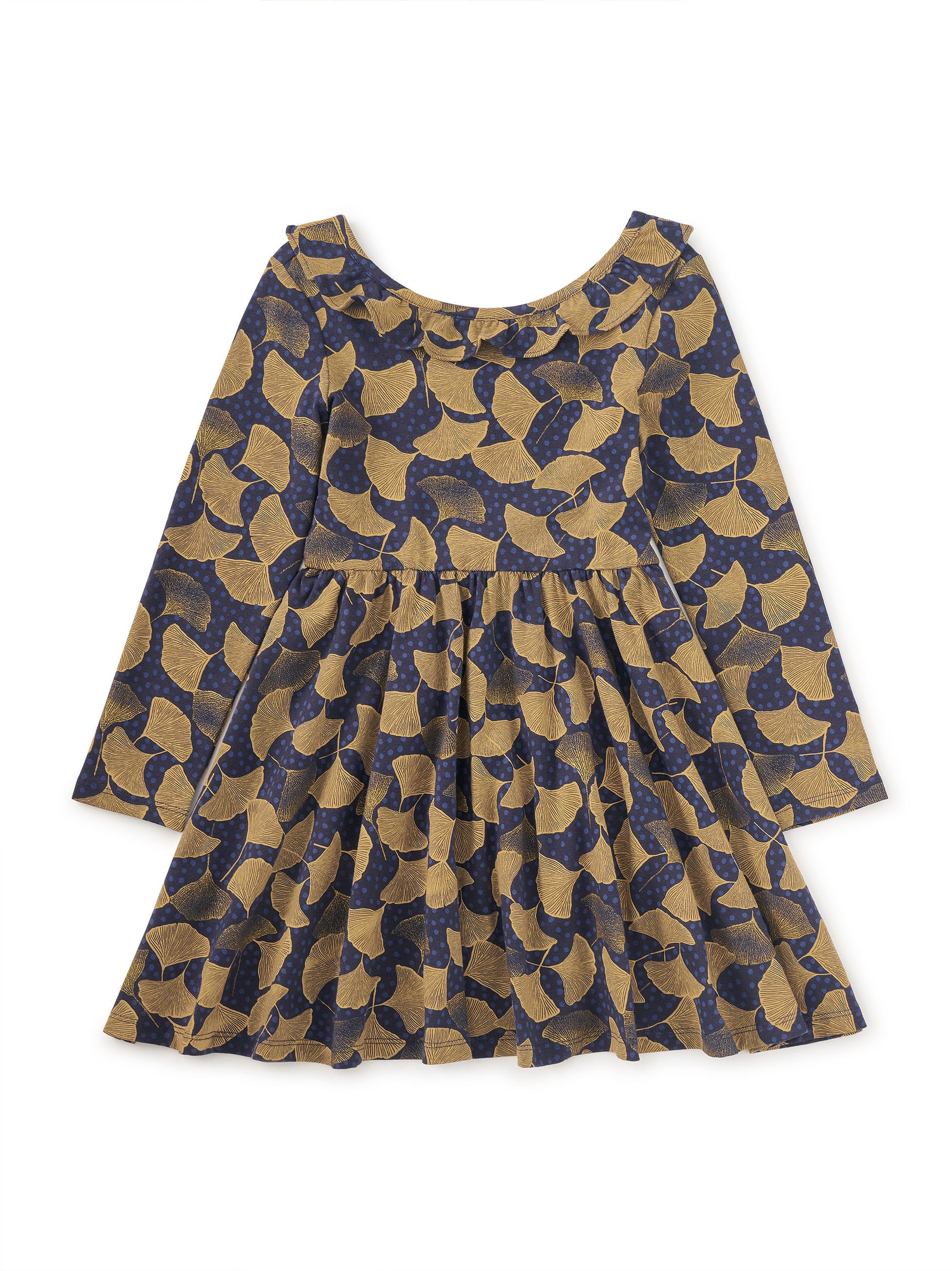 Tea Collection Girls Gingko Leaf and Dot Dress Size: 5T Gingko Leaf and Dot
