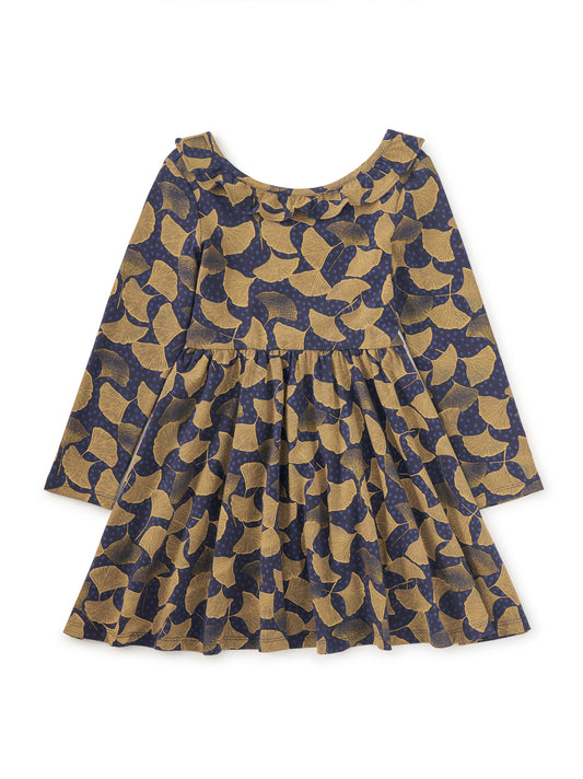 Tea Collection Girls Gingko Leaf and Dot Dress Size: 5T Gingko Leaf and Dot