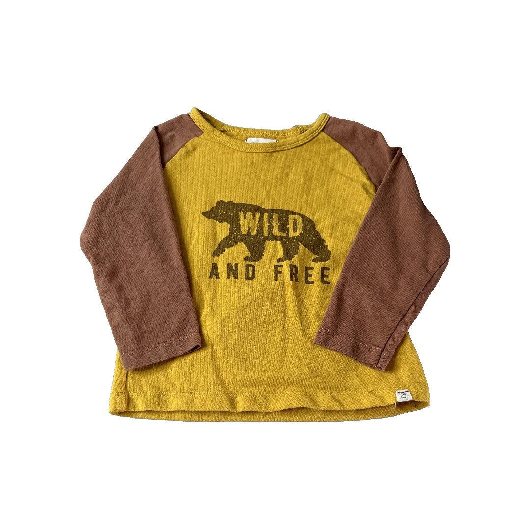 Me & Henry Boys Gold | Brown | Graphic Long Sleeve Shirt Size: 2T Gold | Brown | Graphic