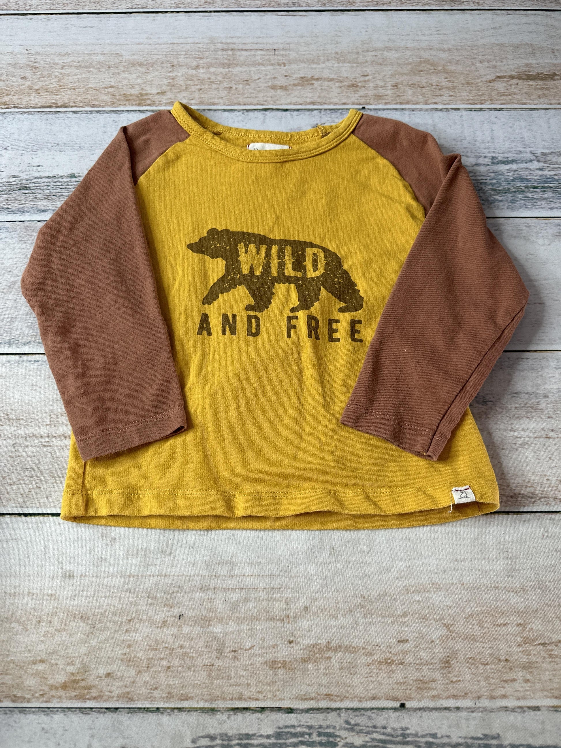 Me & Henry Boys Gold | Brown | Graphic Long Sleeve Shirt Size: 2T Gold | Brown | Graphic
