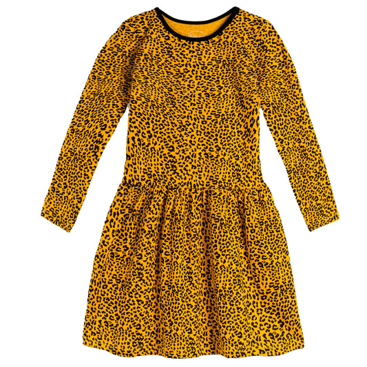 Mightly Girls Gold Leopard Dress Size: 6-14 Years