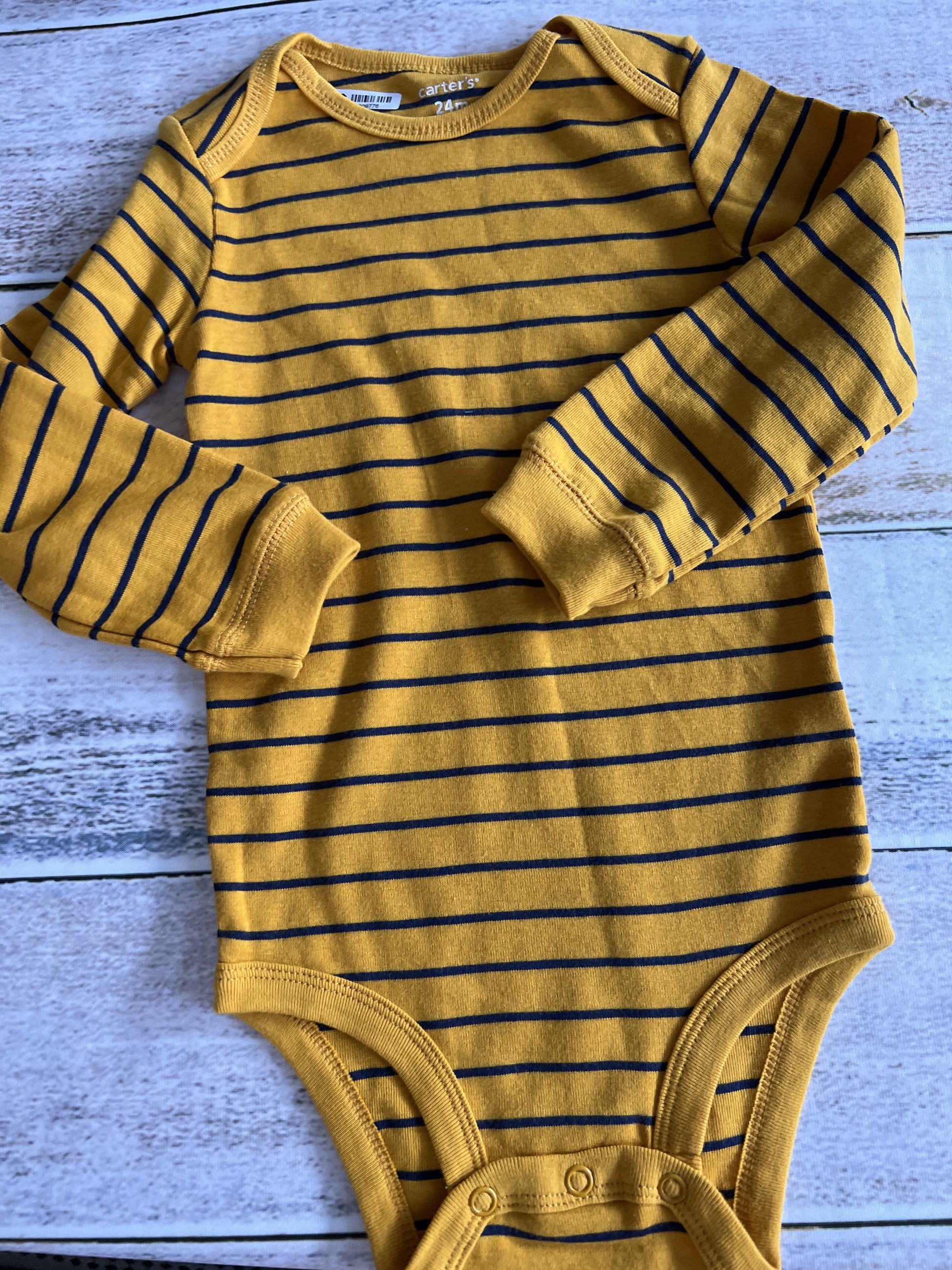 Carters Boys Gold | Navy Blue | Stripe Onesie Size: 24 months Gold | Navy Blue | Stripe
