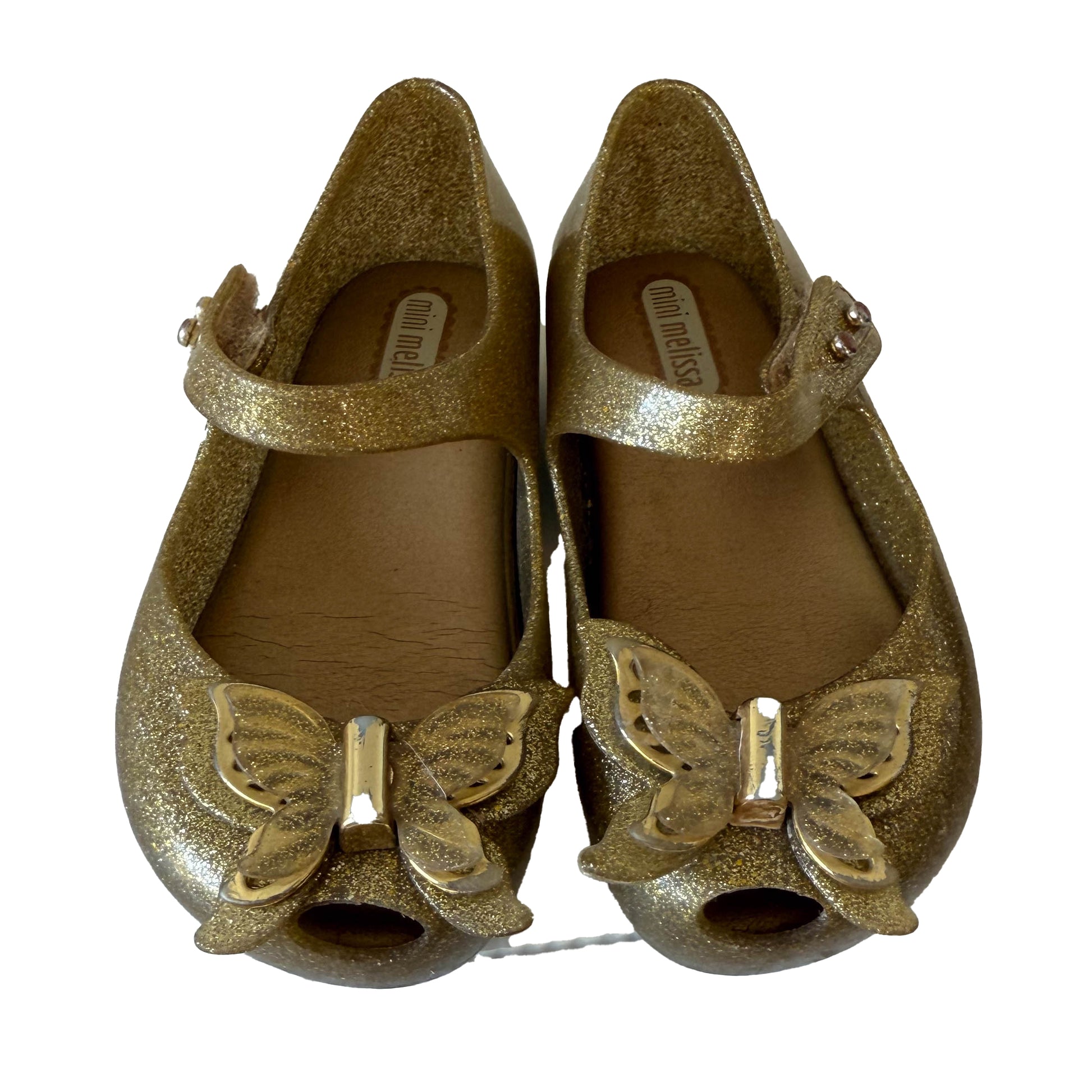 Mini Melissa Girls Gold Shoes Size: 7 Toddler Gold