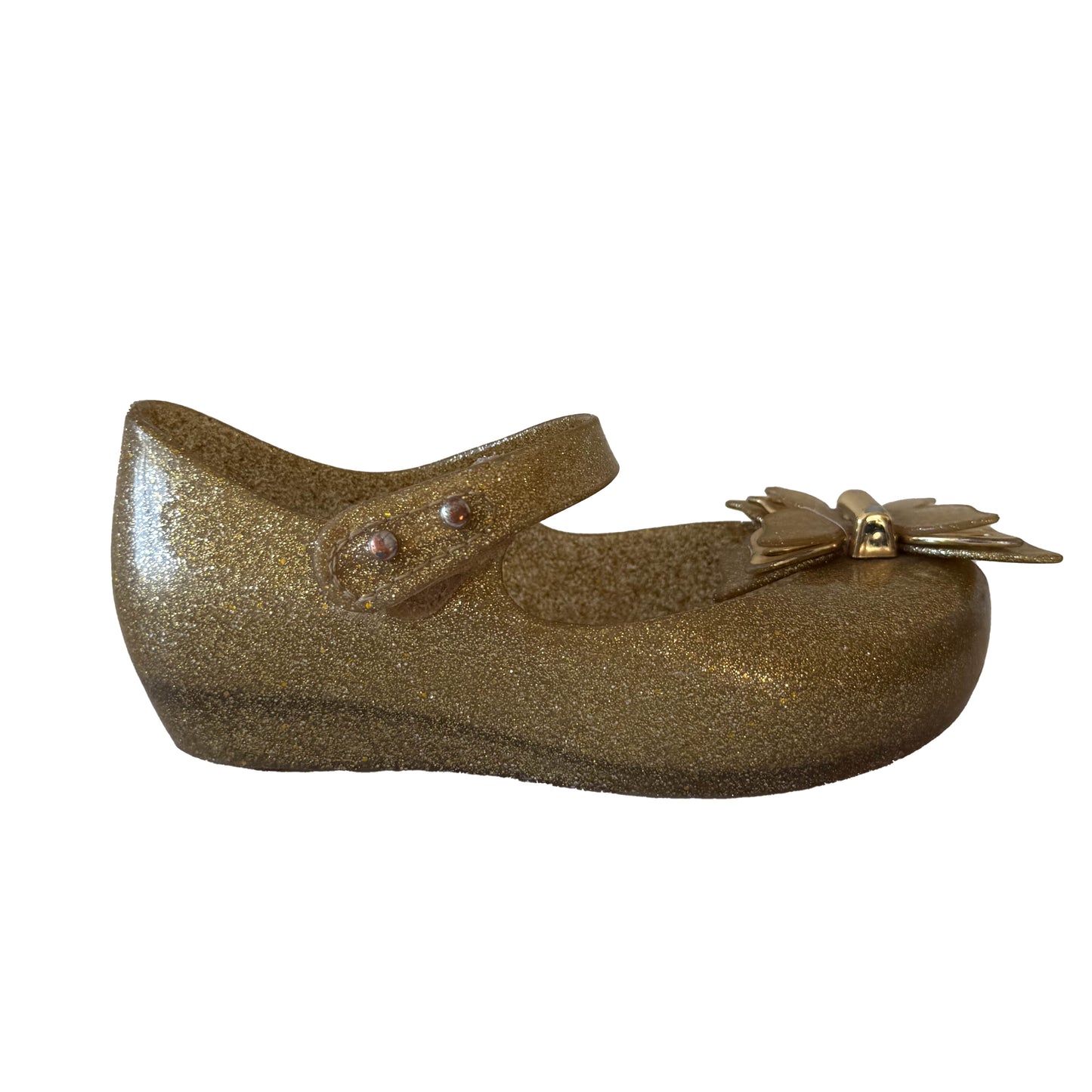 Mini Melissa Girls Gold Shoes Size: 7 Toddler Gold