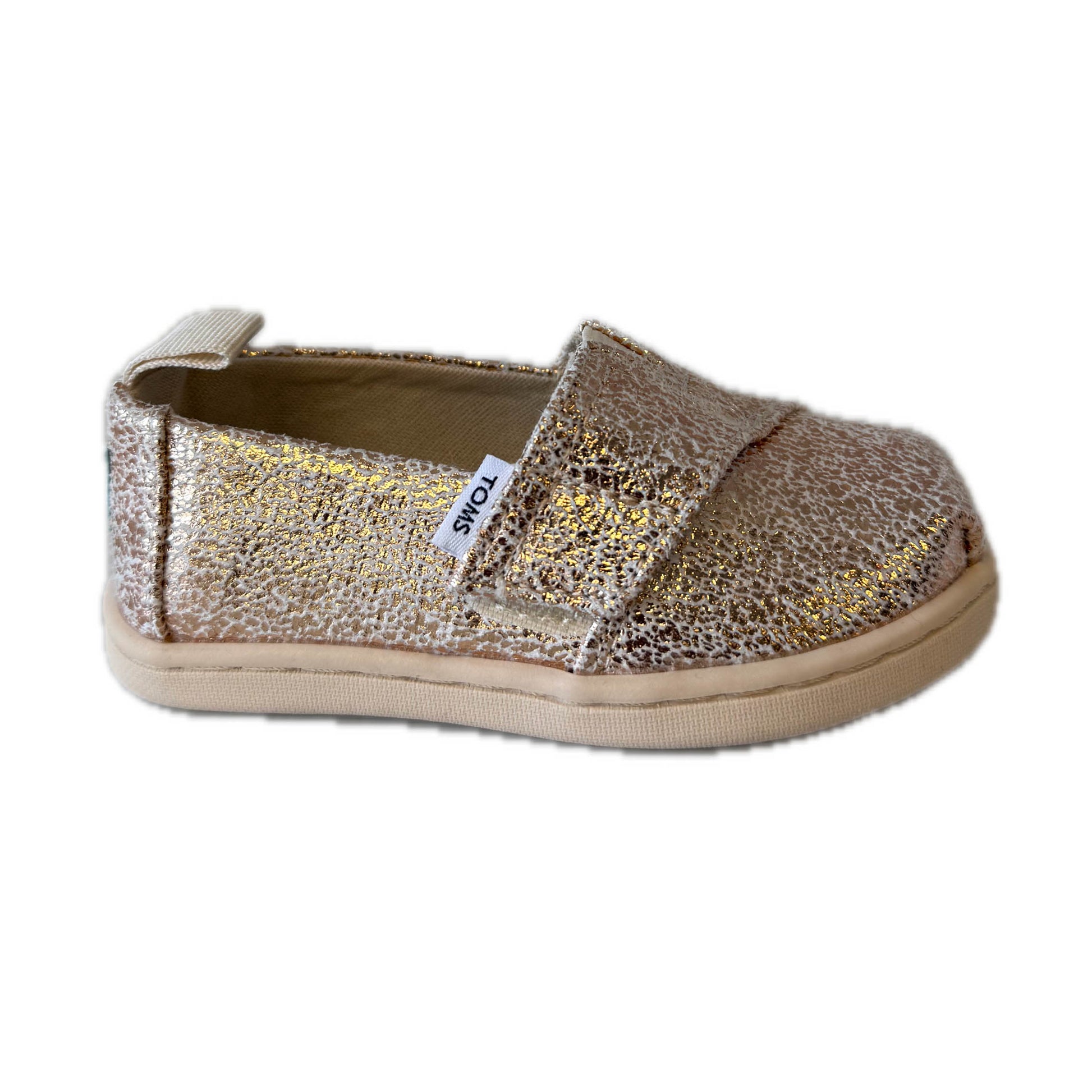 Toms Girls Gold Shoes Size: 5 Toddler Gold