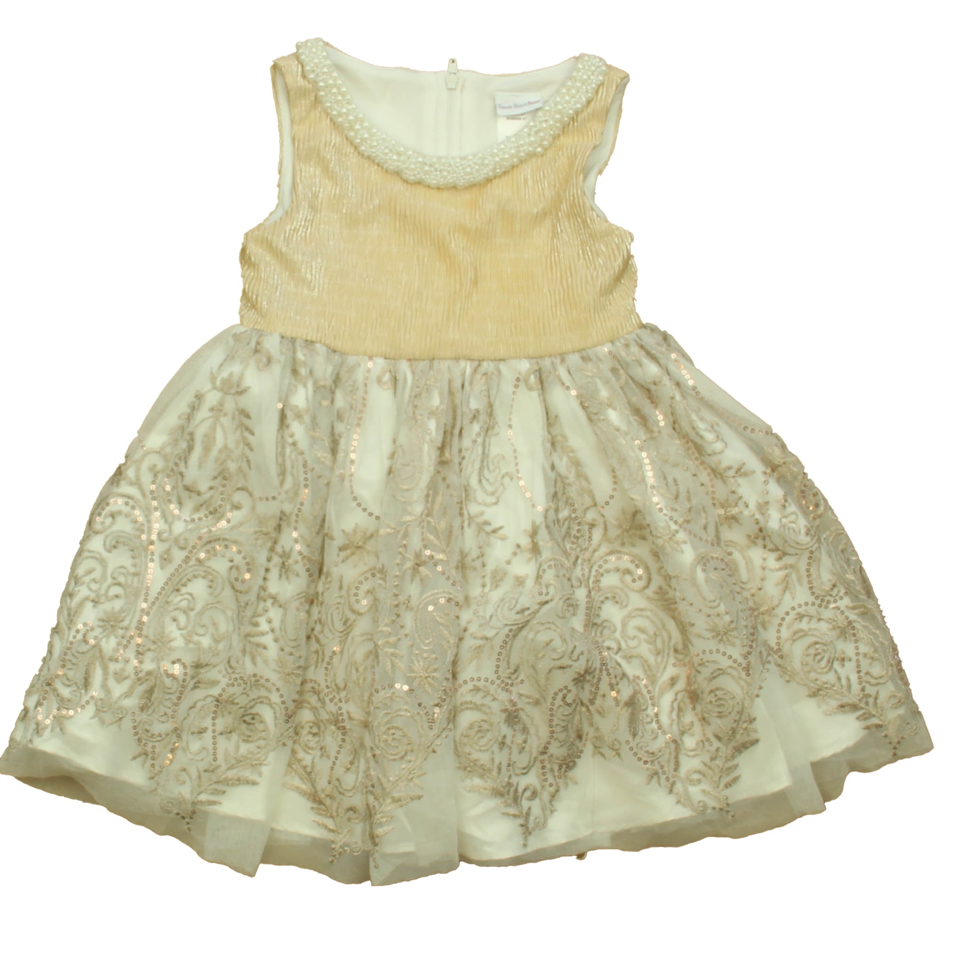 Sweet Heart Rose Girls Gold Special Occasion Dress Size: 4T Gold