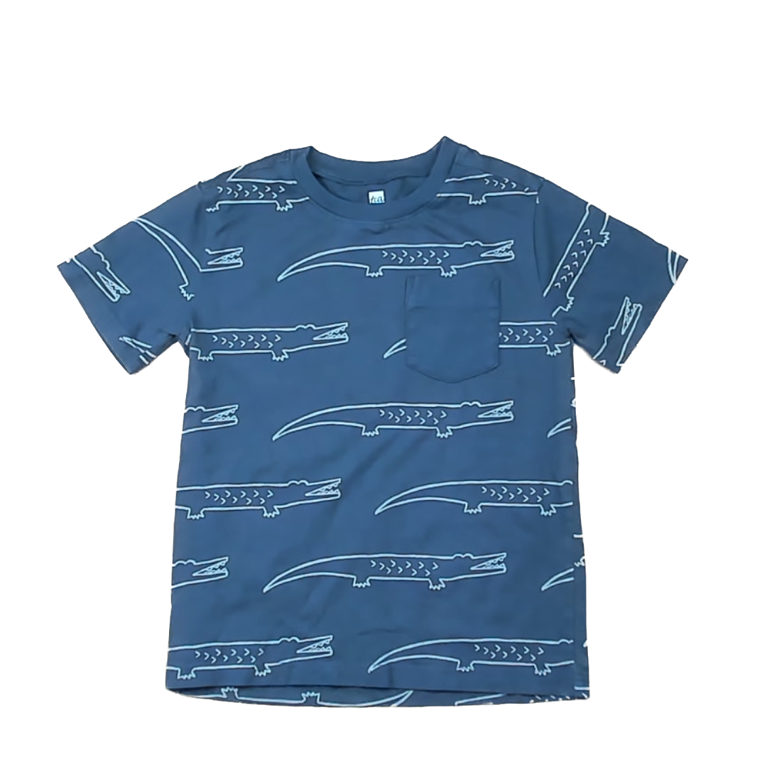 Tea Collection Boys Gray | Alligators Short Sleeve Tops Size: 7 Years Gray | Alligators