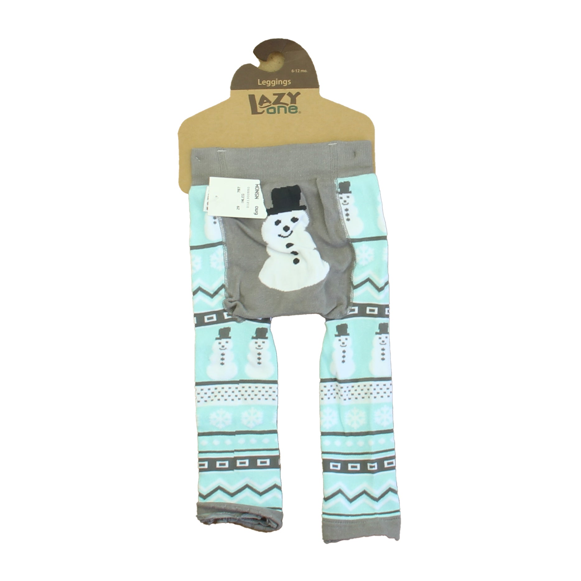 Lazy One Boys Gray | Aqua Snowman Leggings Size: 6-12 Months Gray | Aqua Snowman