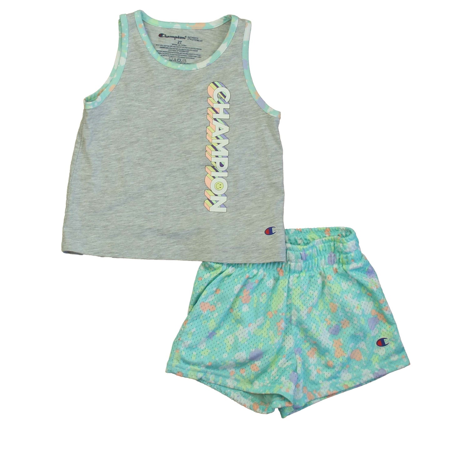 Champion Girls Gray | Aqua Apparel Sets Size: 2T Gray | Aqua