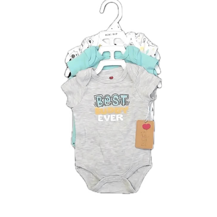 Mini Hop Boys Gray | Aqua Onesie Size: 0-3 Months Gray | Aqua