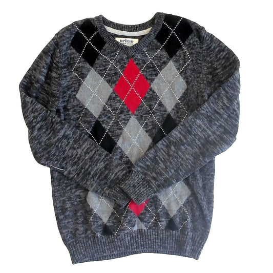 Urban Pipeline Boys Gray Argyle Sweater Size: 16-18 Years Gray Argyle