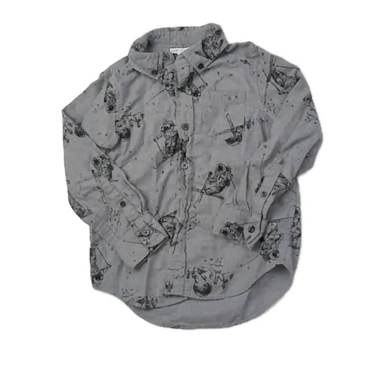 Rockets Of Awesome Boys Gray Astronauts Button Down Long Sleeve Size: 6-7 Years Gray Astronauts