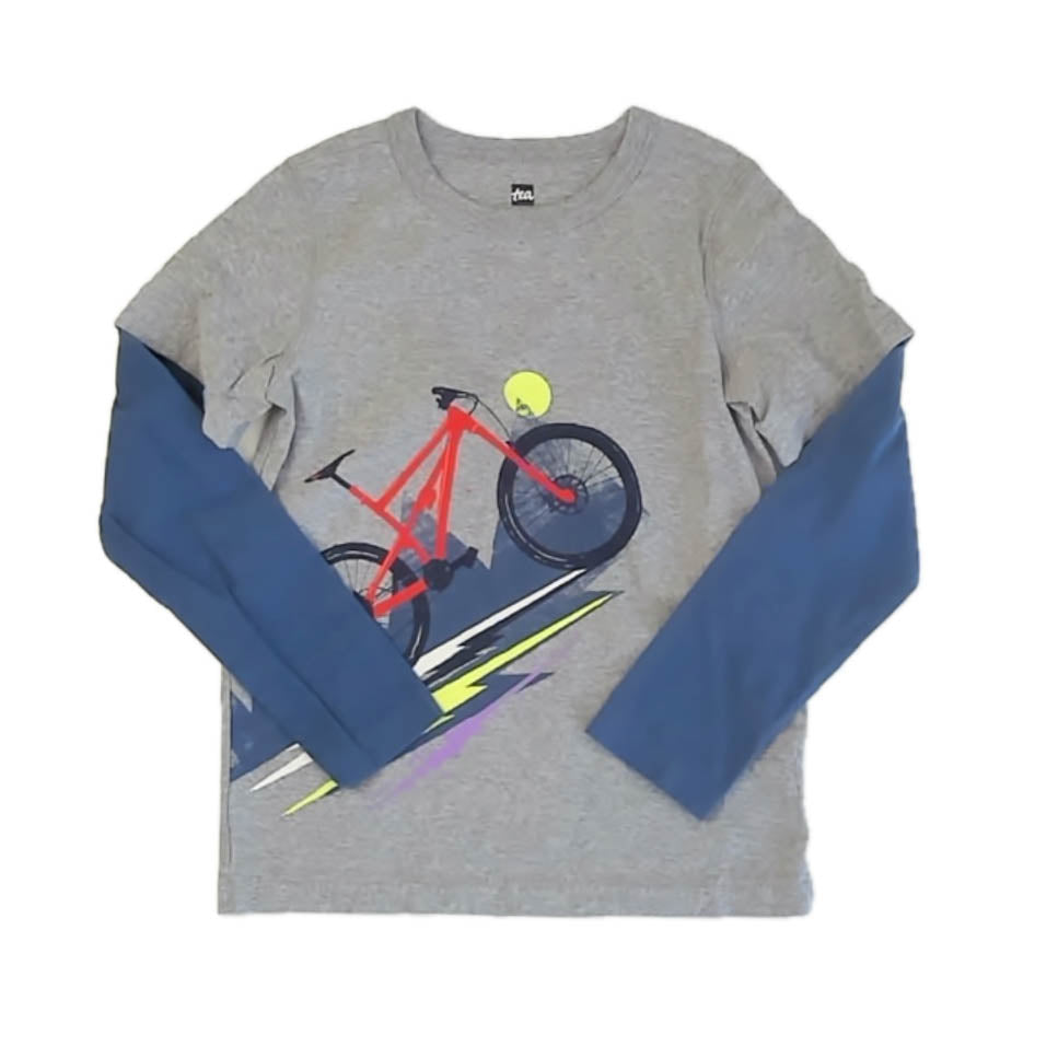 Tea Collection Boys Gray Bicycle Long Sleeve T-Shirt Size: 7 Years Gray Bicycle