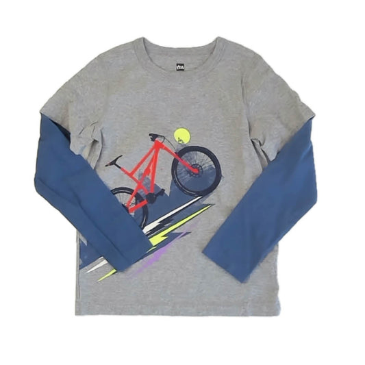 Tea Collection Boys Gray Bicycle Long Sleeve T-Shirt Size: 7 Years Gray Bicycle