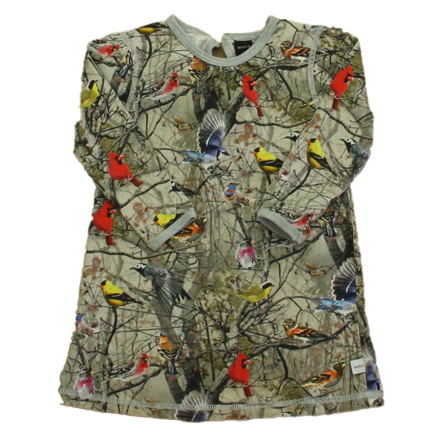 Molo Girls Gray Birds Dress Size: 18 Months Gray Birds