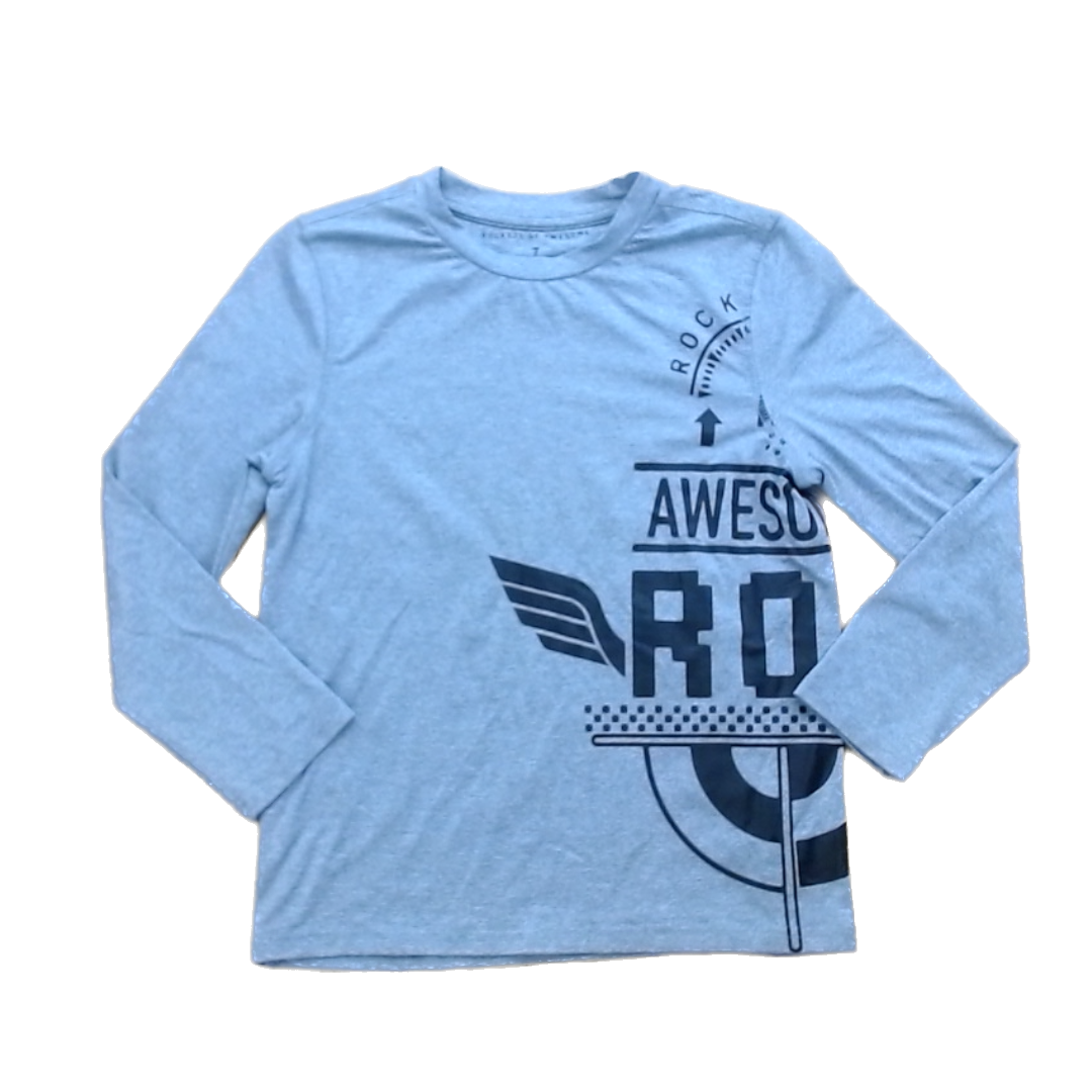 Rockets Of Awesome Boys Gray | Black Design Long Sleeve Shirt Size: 7 Years Gray | Black Design