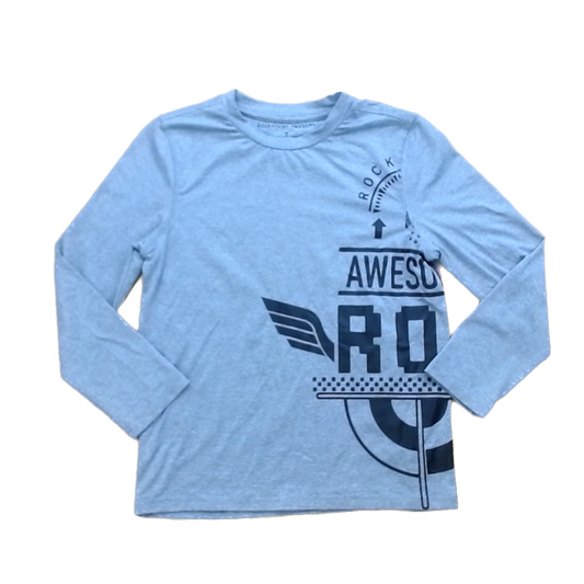 Rockets Of Awesome Boys Gray | Black Design Long Sleeve Shirt Size: 7 Years Gray | Black Design