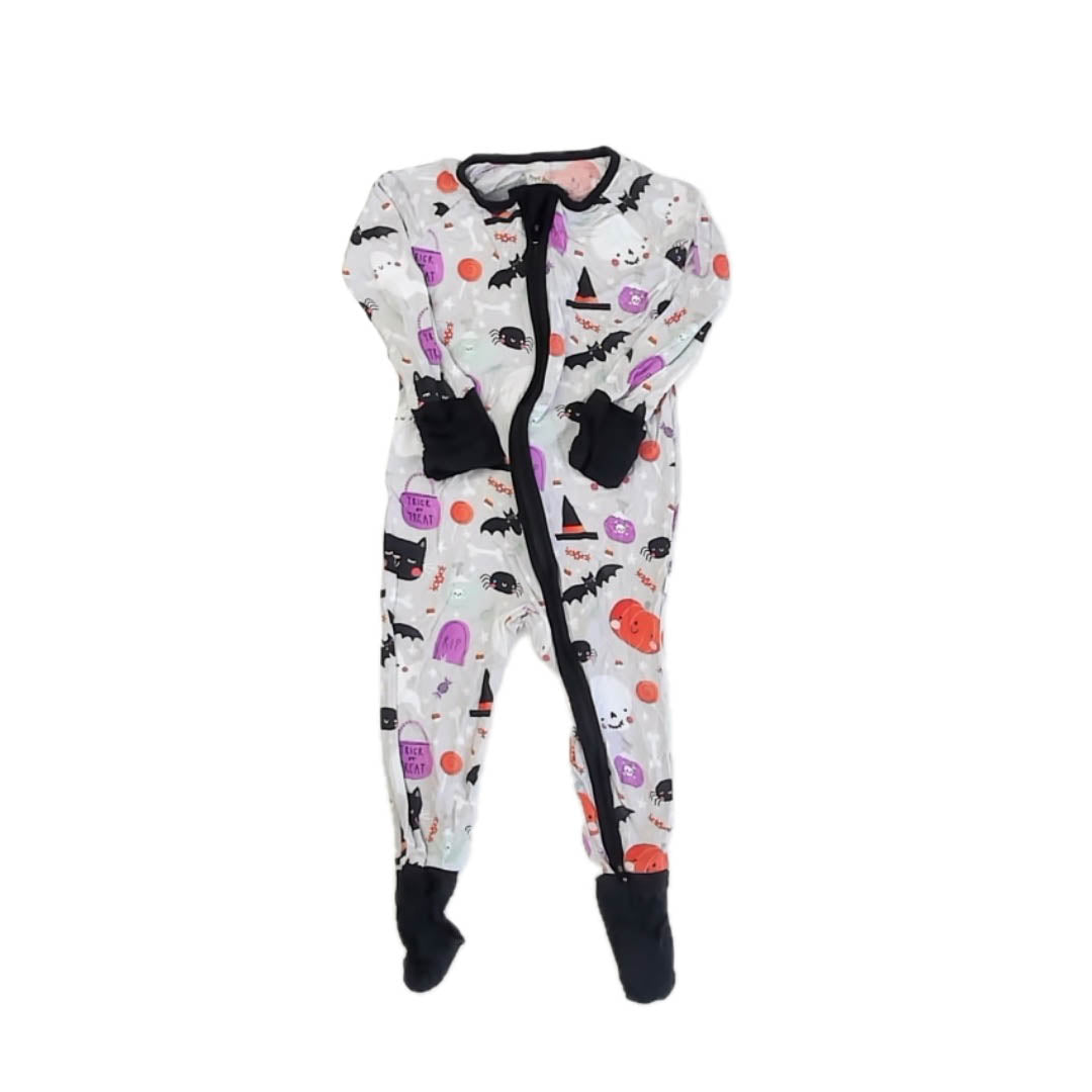 Little Sleepies Boys Gray | Black Halloween 1-piece Non-footed Pajamas Size: 6-12 Months Gray | Black Halloween