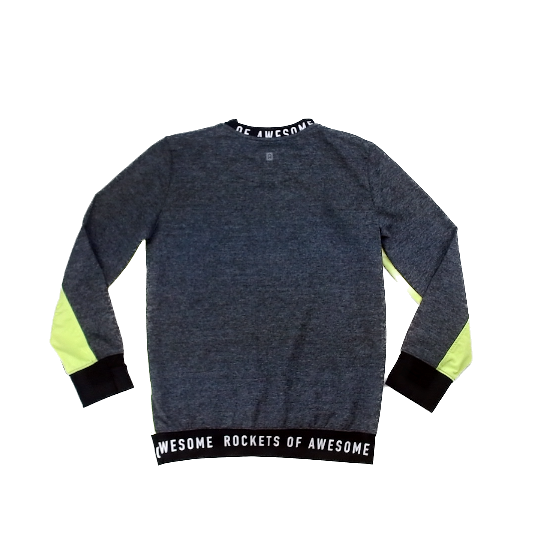 Rockets Of Awesome Boys Gray | Black, Neon Green sides Long Sleeve Shirt Size: 10 Years Gray | Black, Neon Green sides