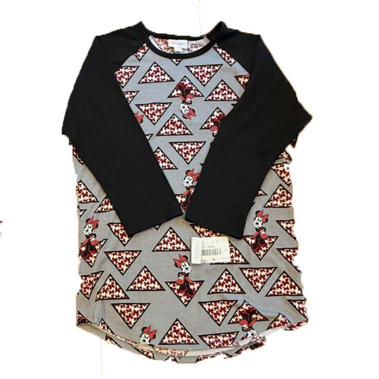 Lularoe Girls Gray | Black Pizza Minnie Long Sleeve Shirt Size: Junior XS