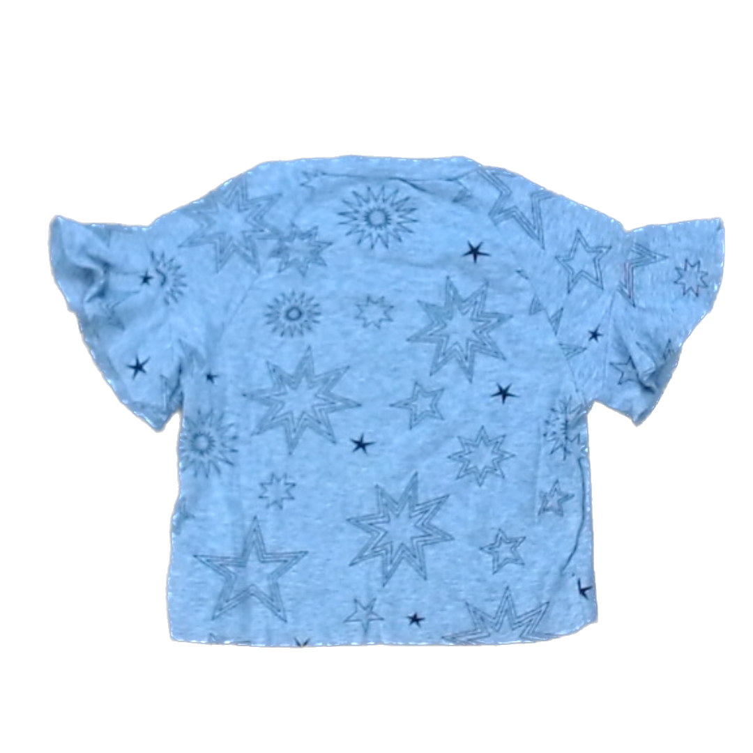 Rockets Of Awesome Girls Gray | Black Stars Short Sleeve Shirt Size: 2T Gray | Black Stars
