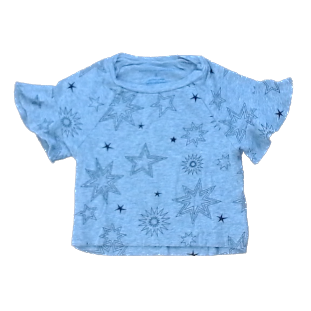 Rockets Of Awesome Girls Gray | Black Stars Short Sleeve Shirt Size: 2T Gray | Black Stars