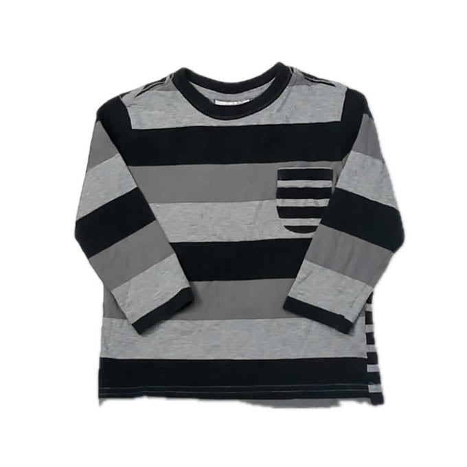 Hanna Andersson Boys Gray | Black Stripe Long Sleeve T-Shirt Size: 3T Gray | Black Stripe