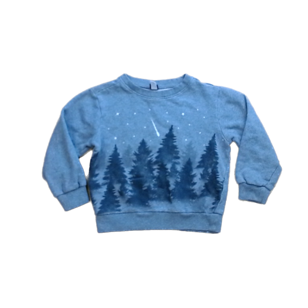 Tea Collection Unisex Gray | Black Trees and Stars Sweater Size: 4-14 Years Gray | Black Trees and Stars
