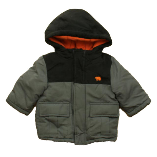 Carter's Boys Gray | Black Winter Coat Size: 6-9 Months