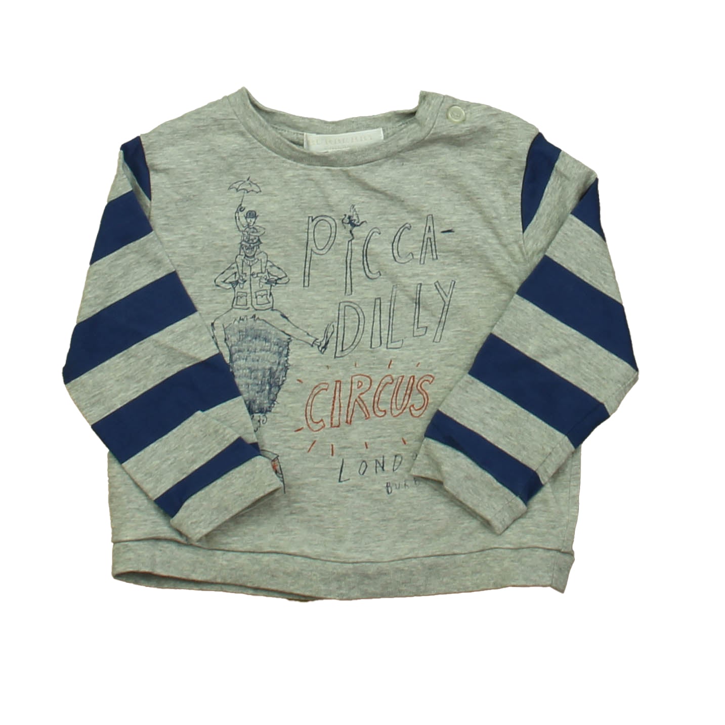 Burberry Boys Gray | Blue Circus Long Sleeve T-Shirt Size: 12 Months Gray | Blue Circus