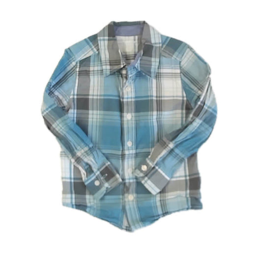 Osh Kosh Boys Gray | Blue Plaid Button Down Long Sleeve Size: 5T Gray | Blue Plaid