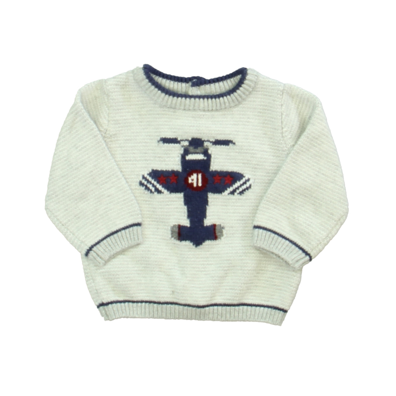 Mayoral Boys Gray | Blue Plane Sweater Size: 1-2 Months Gray | Blue Plane