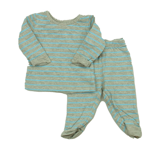 Peek Boys Gray | Blue Stripe Apparel Sets Size: 0-3 Months Gray | Blue Stripe