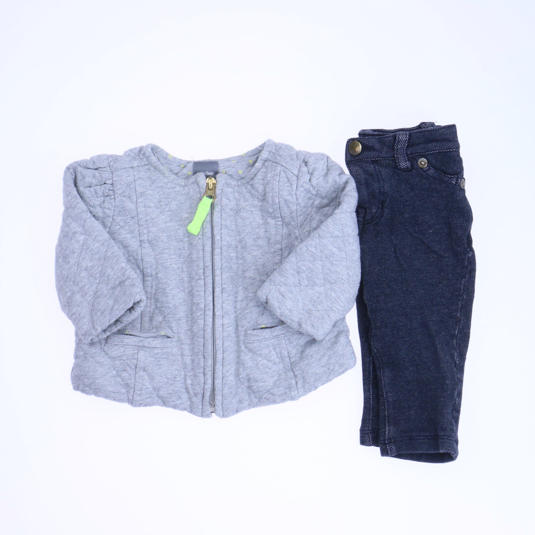 Gap Girls Gray | Blue Apparel Sets Size: 3-6 Months Gray | Blue