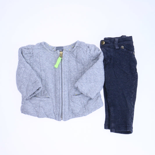 Gap Girls Gray | Blue Apparel Sets Size: 3-6 Months Gray | Blue
