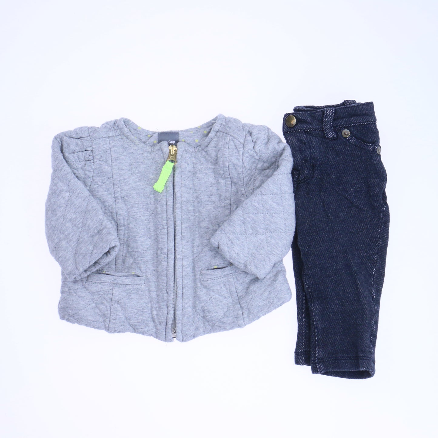 Gap Girls Gray | Blue Apparel Sets Size: 3-6 Months Gray | Blue