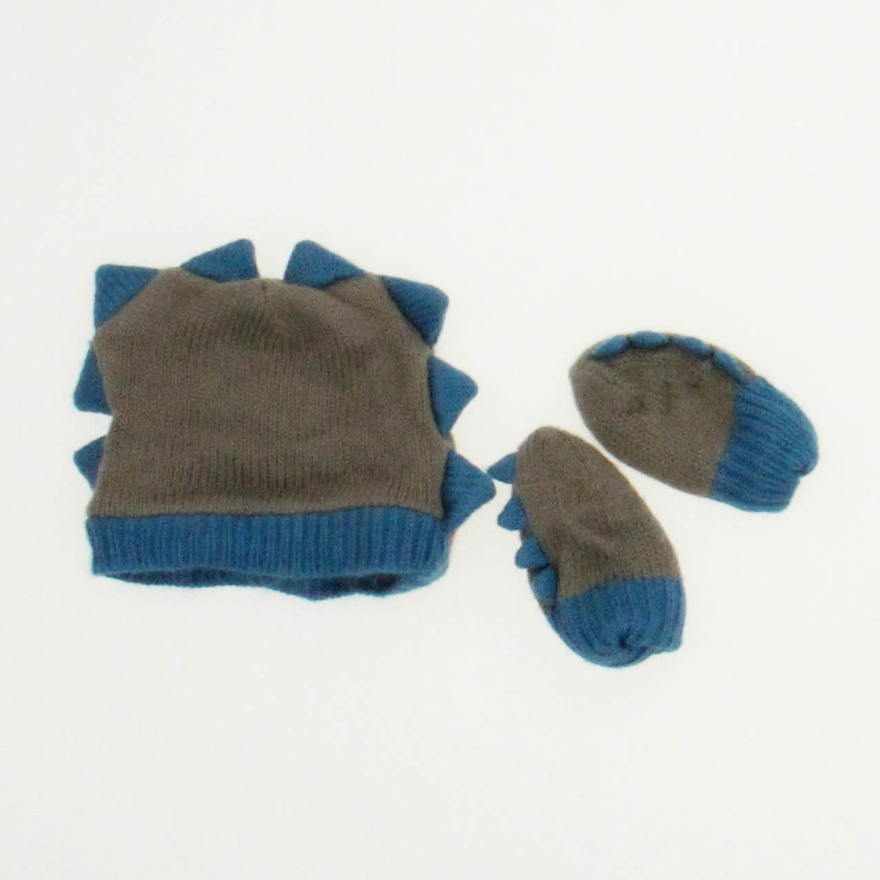 Old Navy Boys Gray | Blue Hat & Mitten set Size: 0-6 Months Gray | Blue