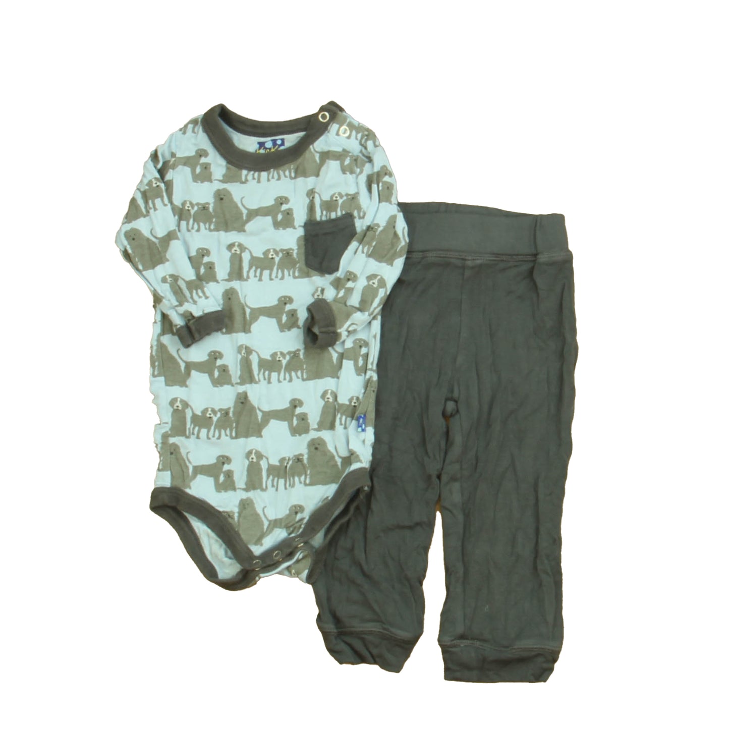 Kickee Pants Boys Gray | Blue Apparel Sets Size: 6-12 Months Gray | Blue