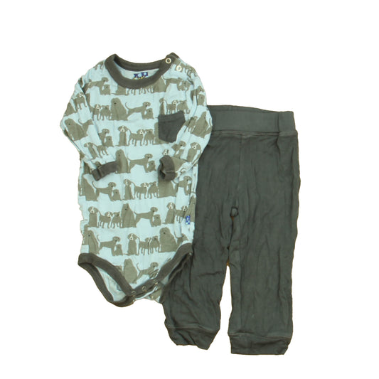 Kickee Pants Boys Gray | Blue Apparel Sets Size: 6-12 Months Gray | Blue