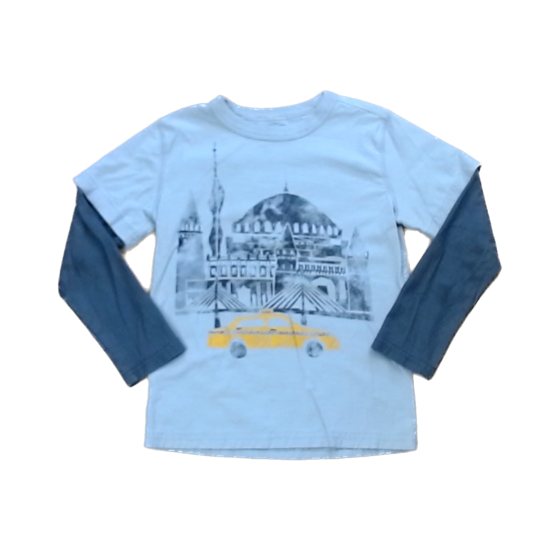 Tea Collection Boys Gray | Building + Taxi Long Sleeve Shirt Size: 6 Years Gray | Building + Taxi