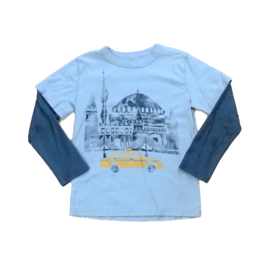 Tea Collection Boys Gray | Building + Taxi Long Sleeve Shirt Size: 6 Years Gray | Building + Taxi