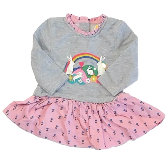 Boden Girls Gray Bunnies Dress Size: 0-3 Months Gray Bunnies