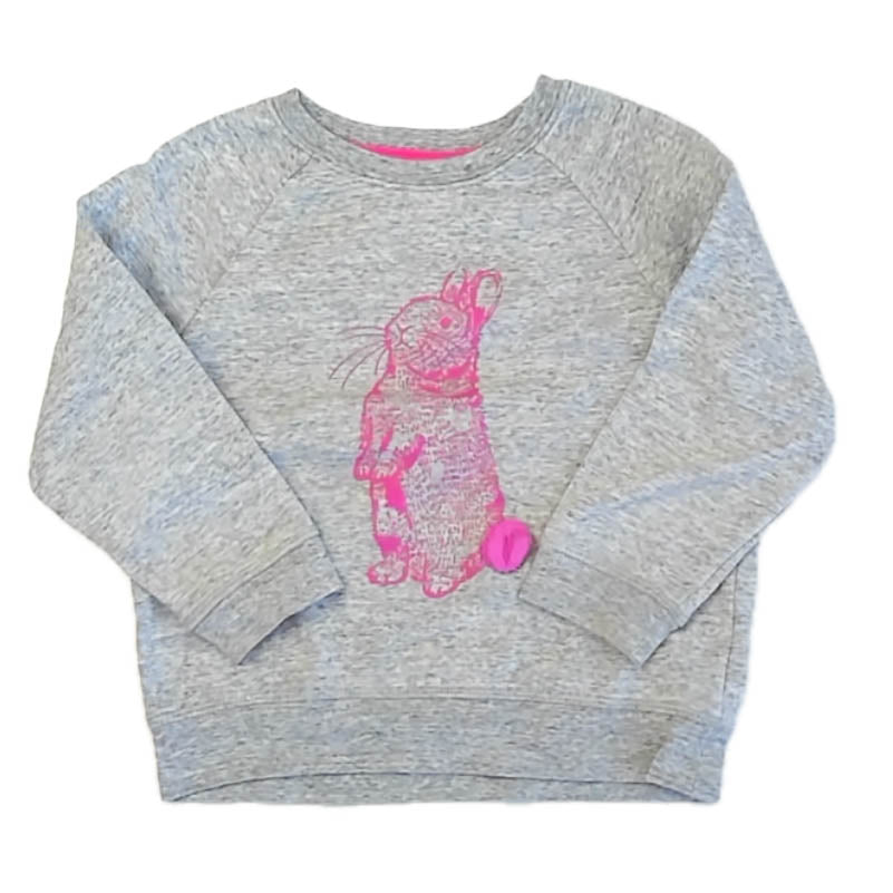 Boden Girls Gray Bunny Long Sleeve Shirt Size: 4-5T Gray Bunny